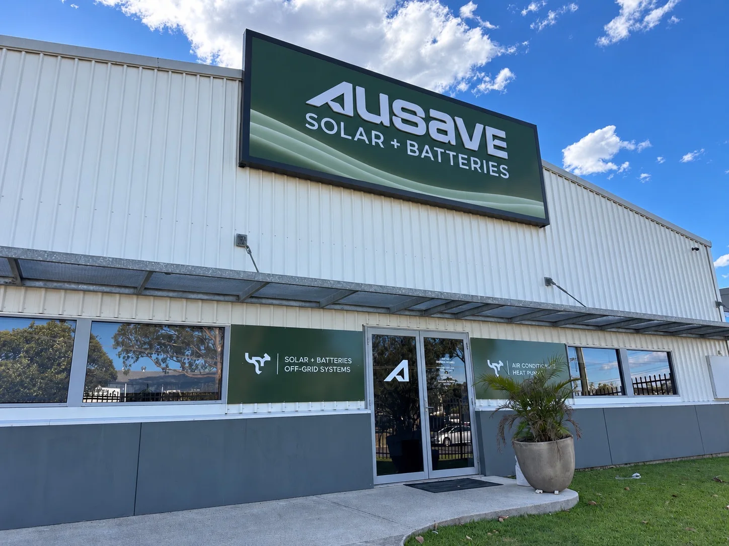 Front of the Ausave premises with the new building signage