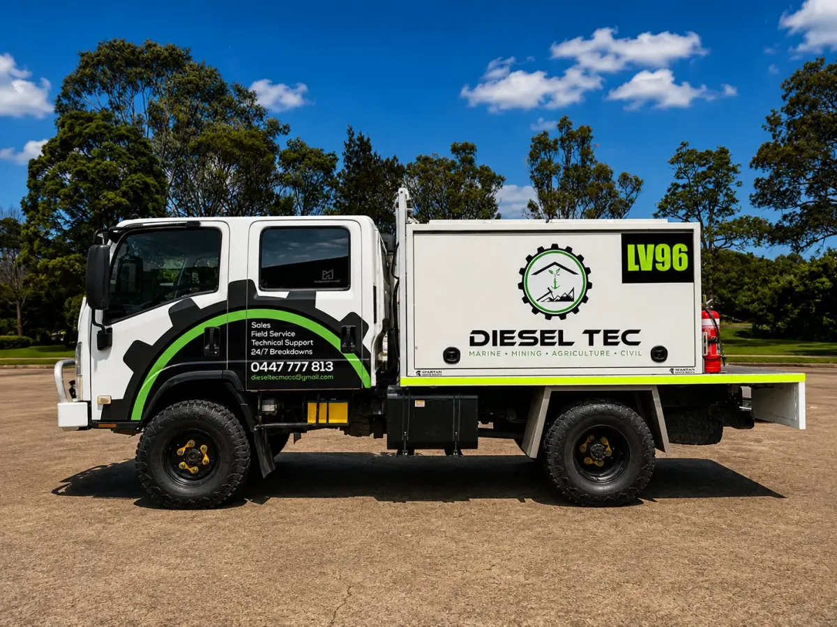 Diesel Tec service truck branded for marine, mining, agriculture and civil work