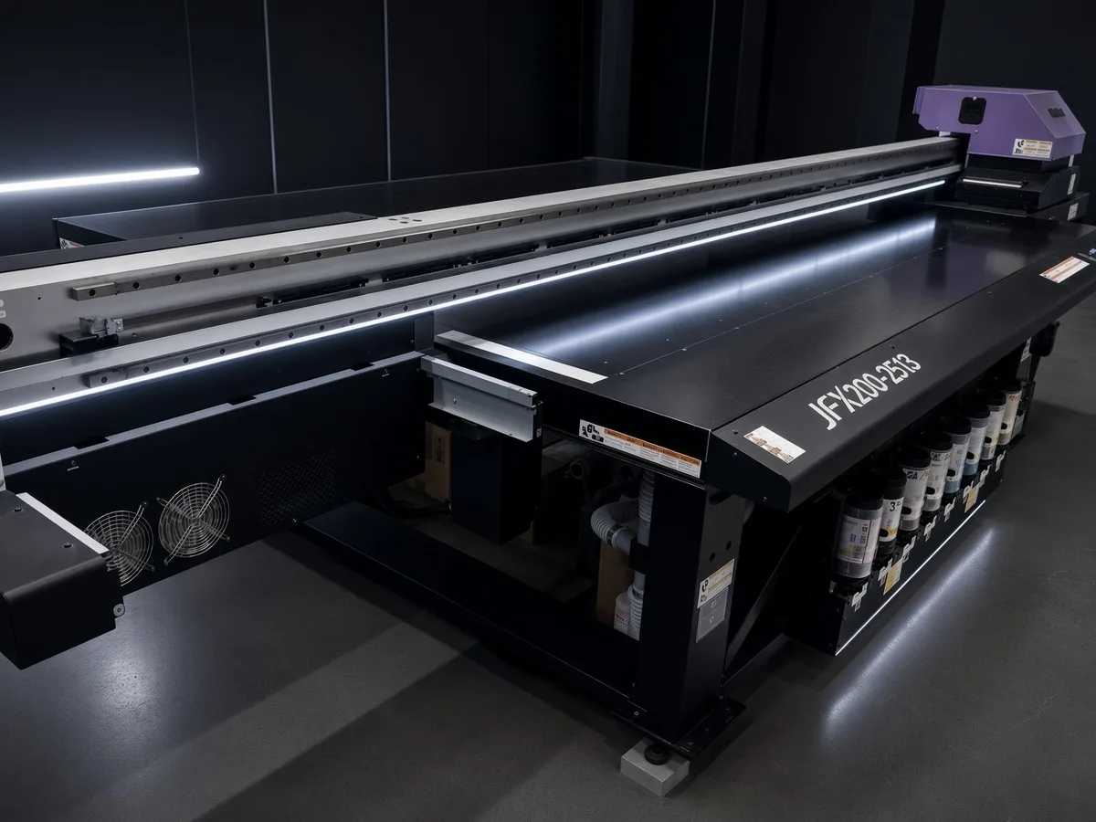 Flatbed printer in the Big Colour production room