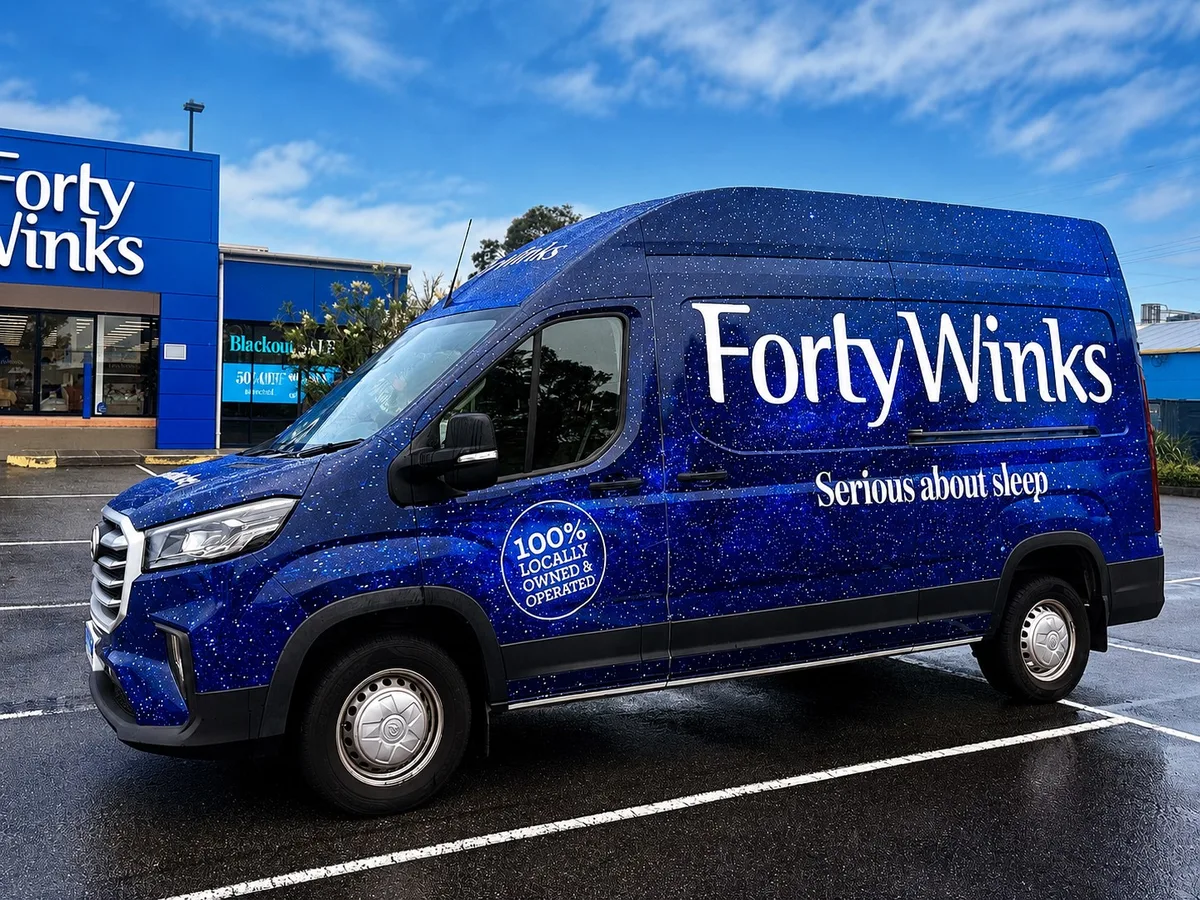 Forty Winks delivery van wrap