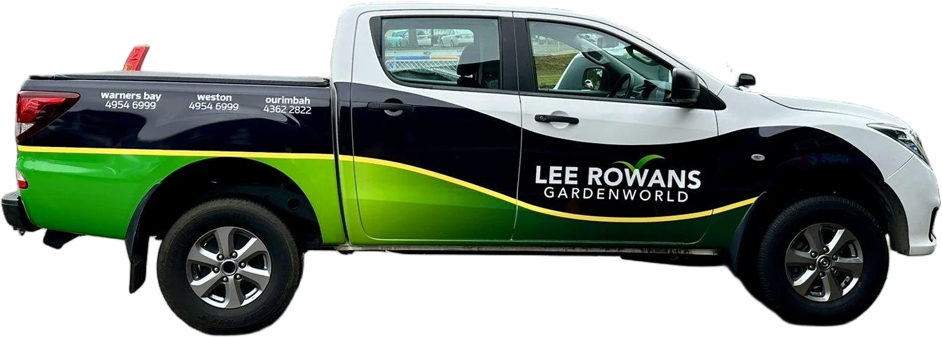 Lee Rowans Gardenworld ute in a green-fade wrap by Big Colour