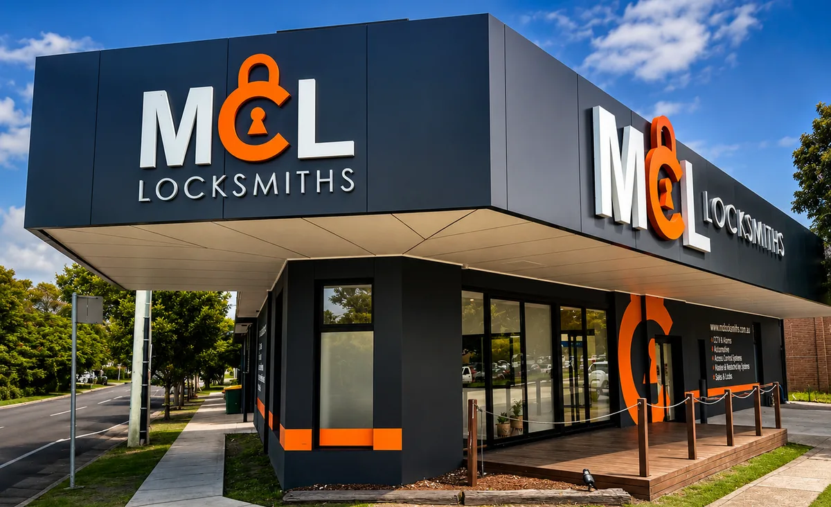 MCL Locksmiths building signage with 3D lettering