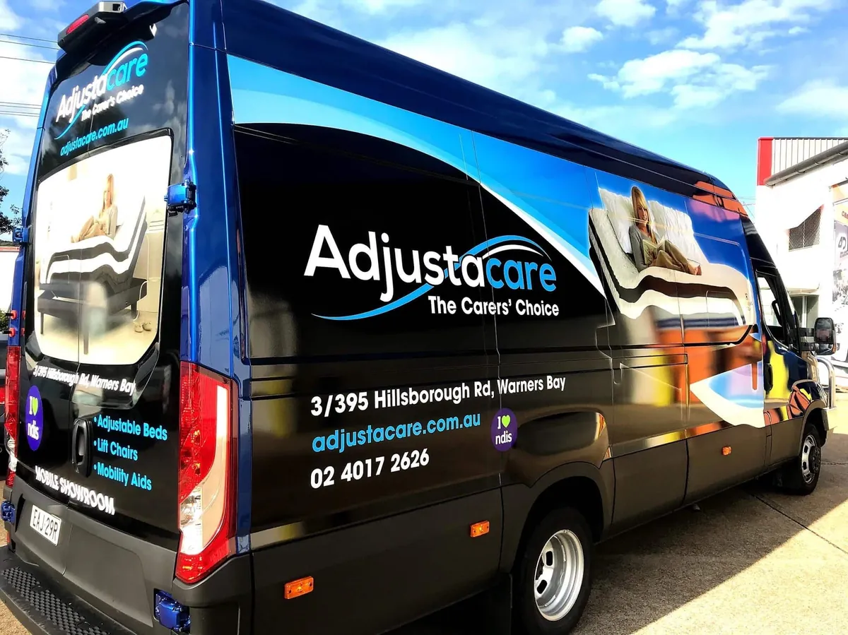 Adjustacare printed van wrap