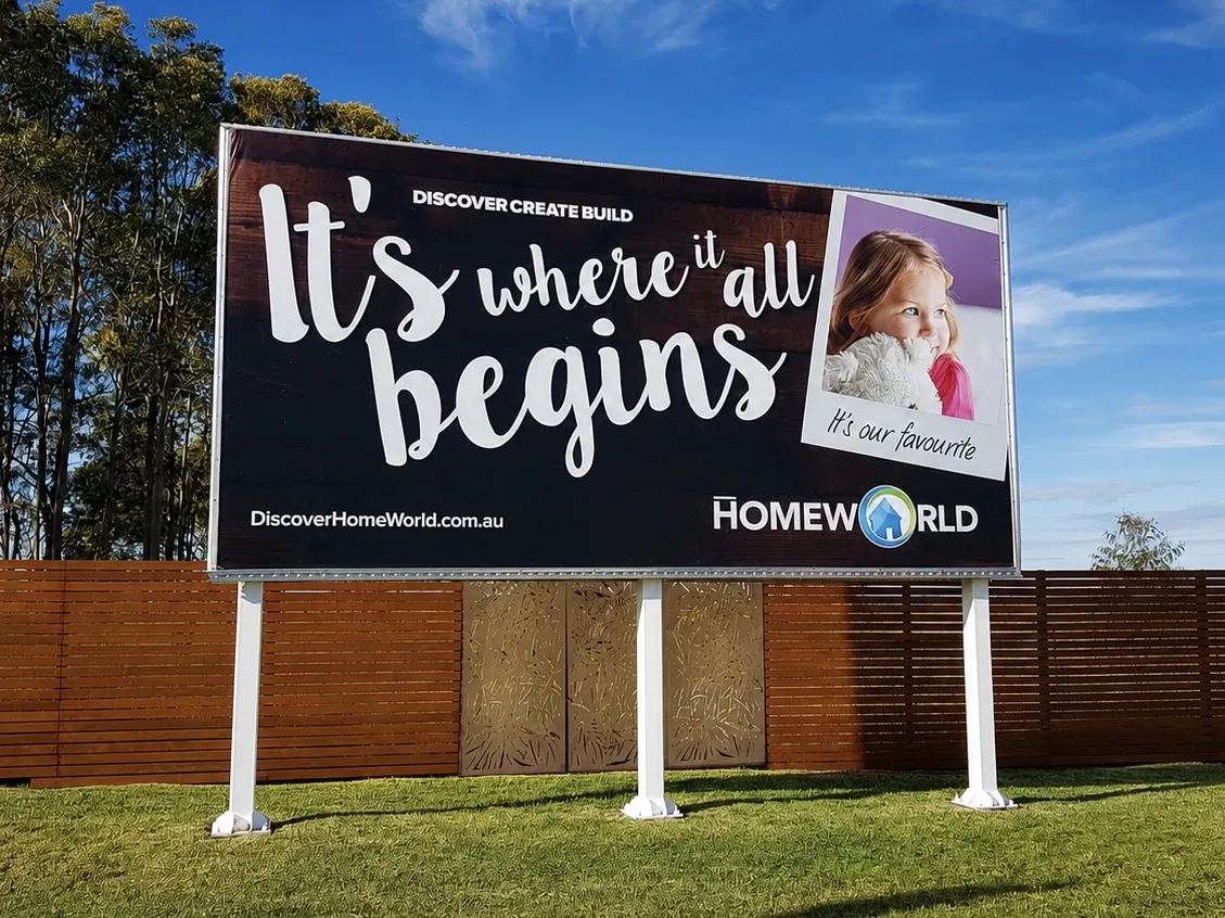 Homeworld billboard printed and installed by Big Colour at a residential land release