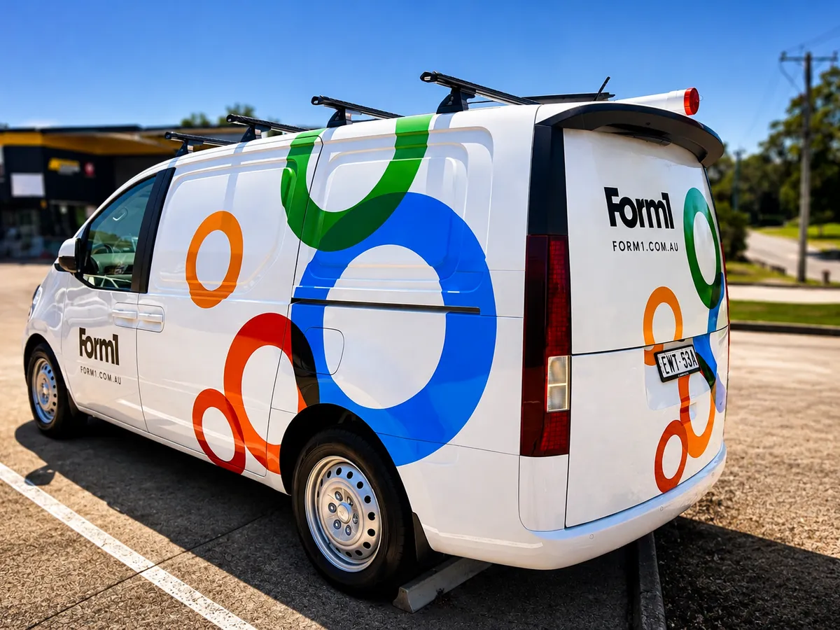 Service van with colourful geometric logo wrap by Big Colour