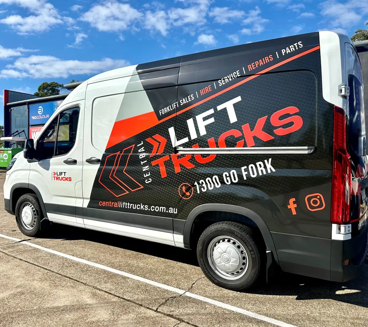 Central Lift Trucks black van wrap