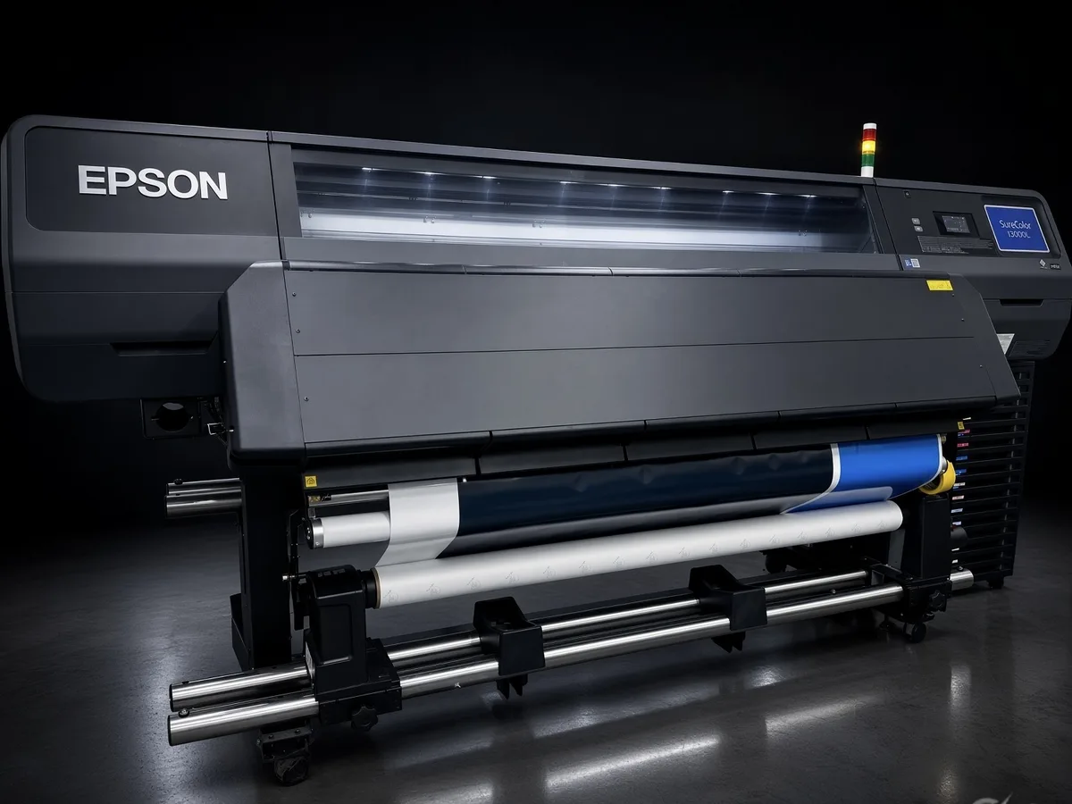 Epson SureColor R5000L large-format printer loaded with roll media in the Big Colour print room