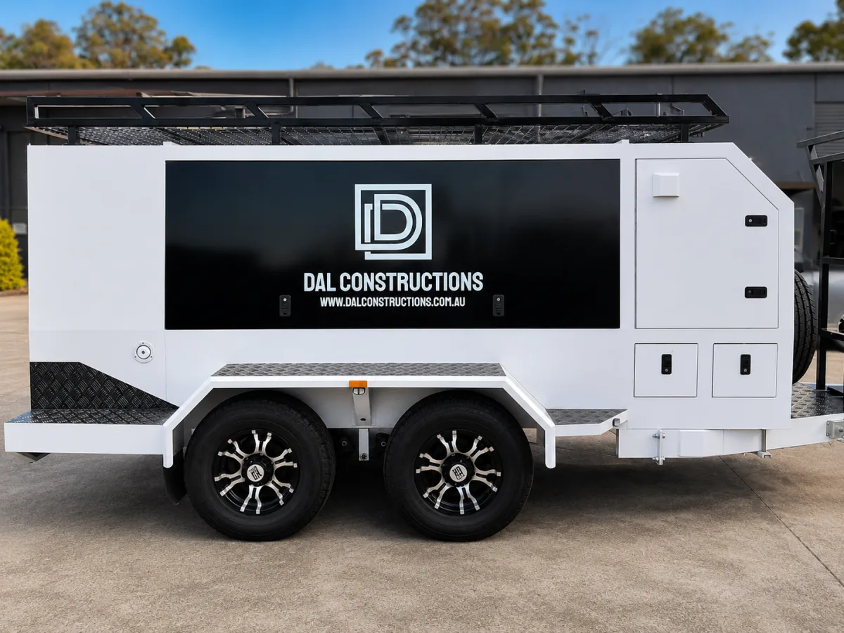 DAL Constructions enclosed trailer, printed side panels