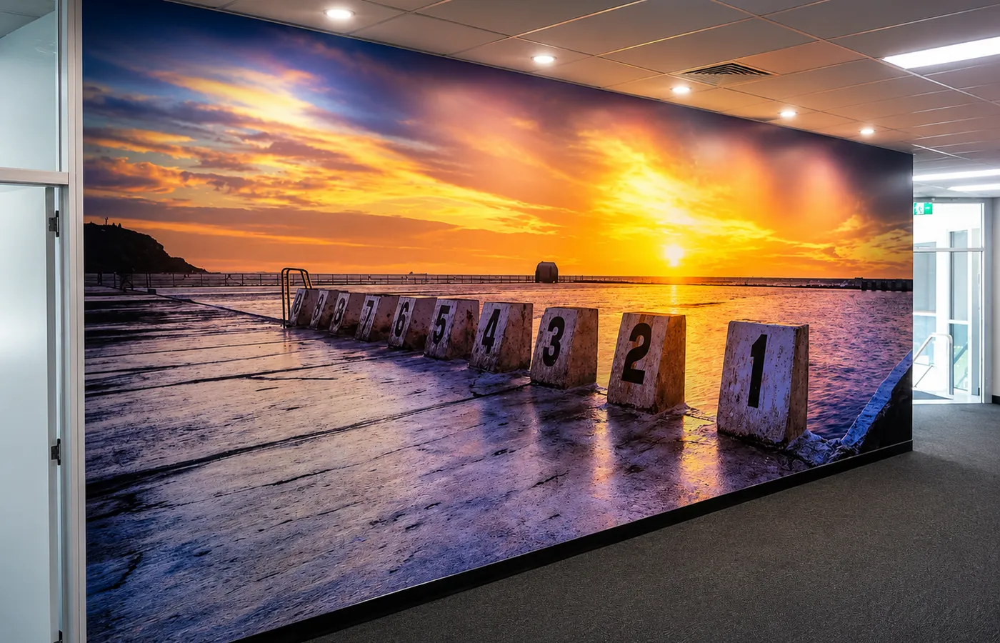 Ocean baths sunset wall graphic printed by Big Colour